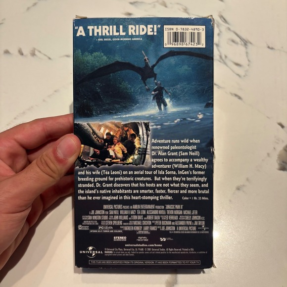 Jurassic Park III VHS Tape Movie Action Adventure Sci-Fi Steven Spielberg - Picture 2 of 3